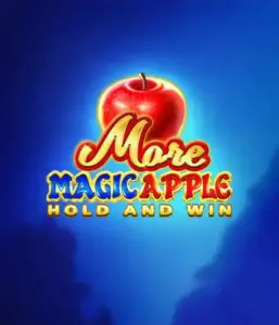 Скриншот игрового автомата More Magic Apple от 3 Oaks Gaming, показывающего сказочную атмосферу с яркими символами, включая замки, магические яблоки и известных сказочных героев. На переднем плане виден название слота More Magic Apple, сопровождаемый яркими и привлекательными изображениями, создающими атмосферу сказочного приключения.